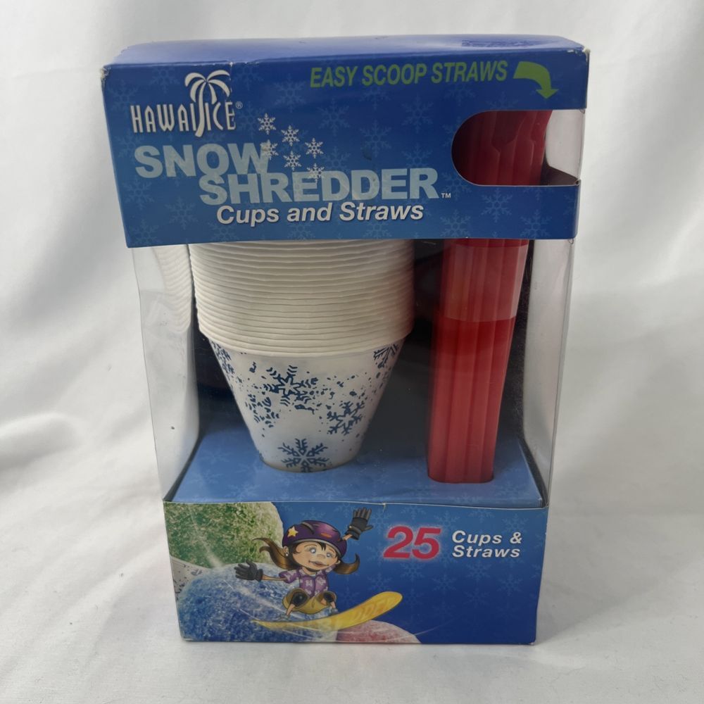 Back To Basics Hawaiice Snow Shredder Cups‎ & 25 Straws SITCS25 25ct Party NEW